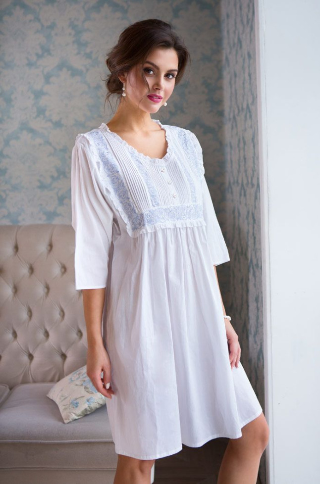 Туника женская из хлопка Mia-Mia "Helene" 16196 белый с голубым