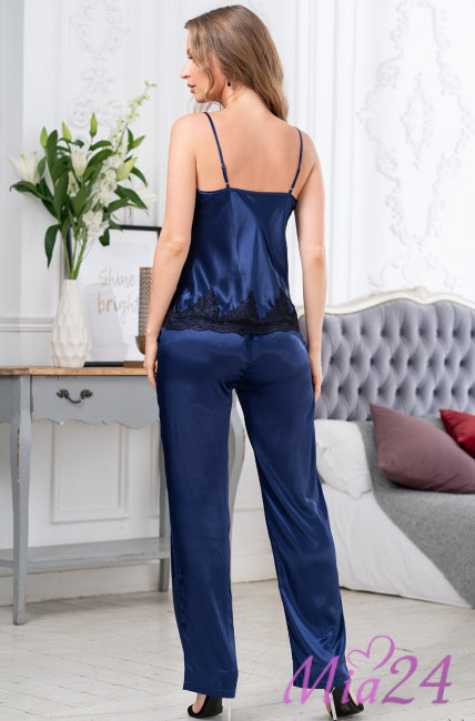 Комплект-тройка домашний шелковый Mia-Amore "Isabella" 3185 синий Комплект-тройка домашний шелковый Mia-Amore "Isabella" 3185 синий