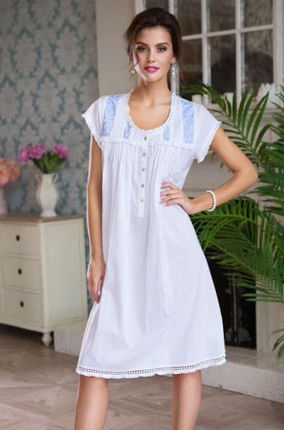 Ночная сорочка женская из хлопка Mia-Mia "Helene" 16195 с голубым