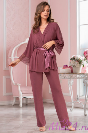 Комплект-тройка домашний женский из вискозы Mia-Amore "Leticia" 1676 какао 