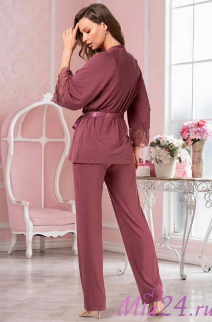Комплект-тройка домашний женский из вискозы Mia-Amore "Leticia" 1676 какао Комплект-тройка домашний женский из вискозы Mia-Amore "Leticia" 1676 какао