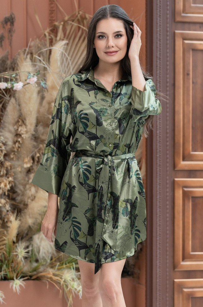 Халат шелковый женский на пуговицах Mia-Amore "Teana" 4007