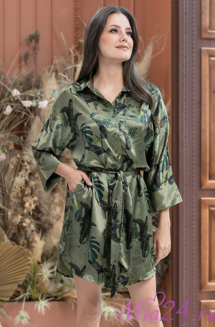 Халат шелковый женский на пуговицах Mia-Amore "Teana" 4007 Халат шелковый женский на пуговицах Mia-Amore "Teana" 4007