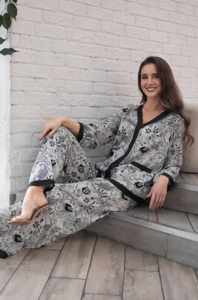 Комплект домашний женский шелковый с брюками Mia-Amore "Charline" 4096