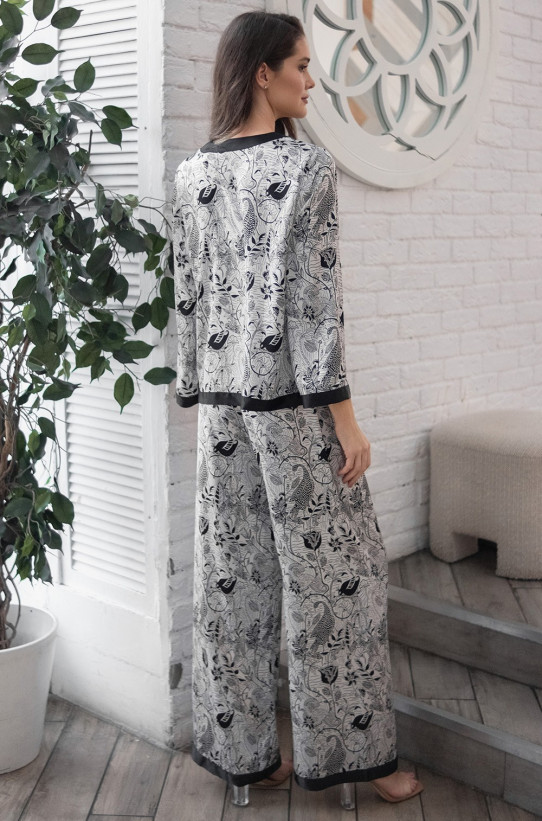 Комплект домашний женский шелковый с брюками Mia-Amore "Charline" 4096