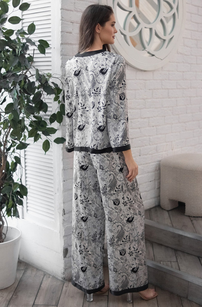 Комплект домашний женский шелковый с брюками Mia-Amore "Charline" 4096
