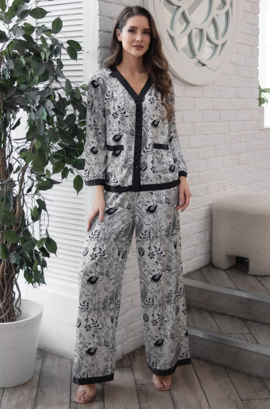 Комплект домашний женский шелковый с брюками Mia-Amore "Charline" 4096