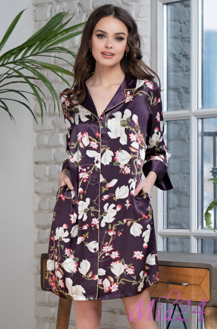 Халат шелковый на пуговицах Mia-Amore "Magnolia" 3527