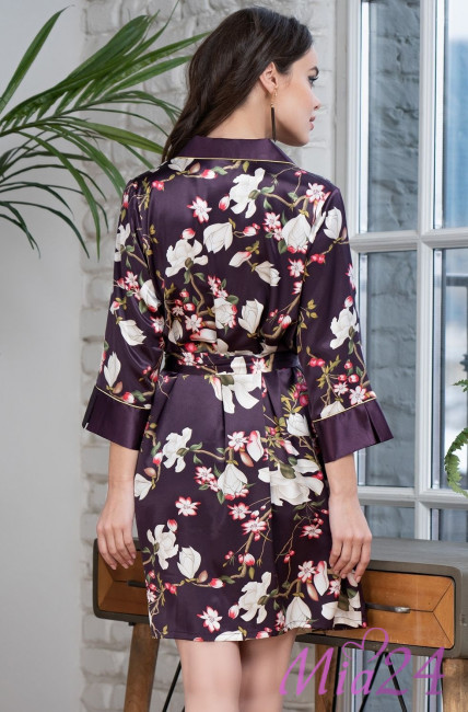 Халат шелковый на пуговицах Mia-Amore "Magnolia" 3527