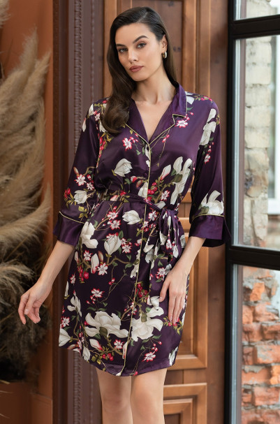 Халат шелковый на пуговицах Mia-Amore "Magnolia" 3527