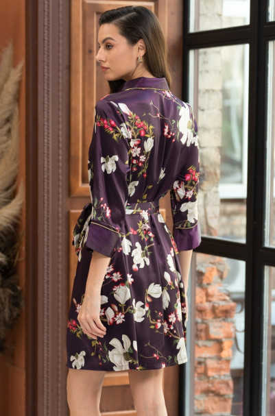 Халат шелковый на пуговицах Mia-Amore "Magnolia" 3527