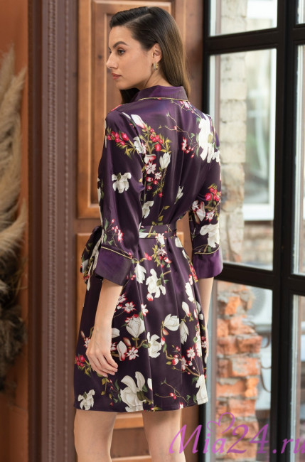 Халат шелковый на пуговицах Mia-Amore "Magnolia" 3527