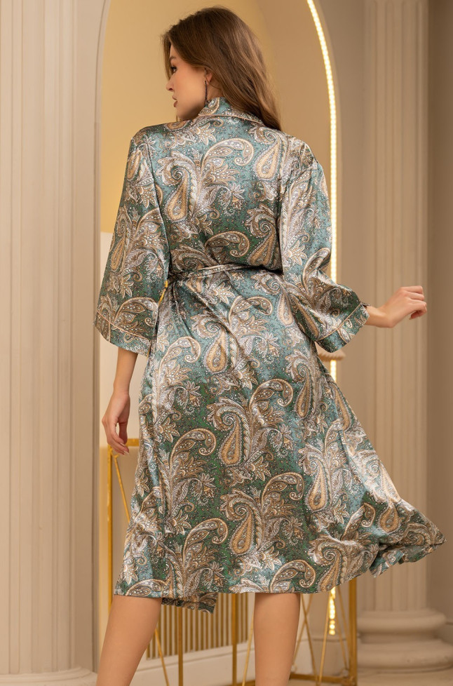 Халат шелковый длинный Mia-Amore "Donatella" 3129 изумрудный