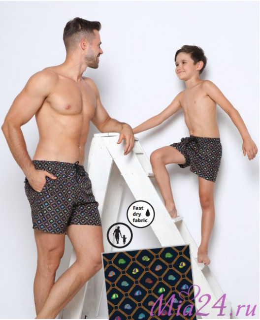 Плавки мужские B645JI Jolidon 25 шорты темно-синий/кепки