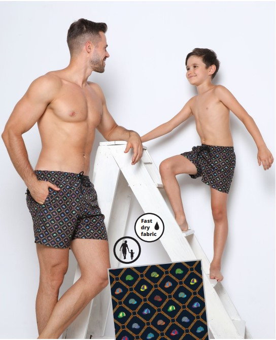 Плавки мужские B645JI Jolidon 25 шорты темно-синий/кепки