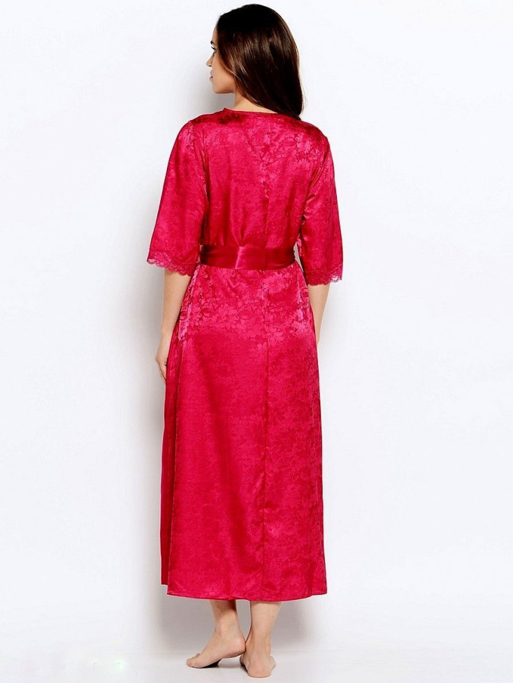 Халат женский длинный из жаккарда Mia-Mia "Anabel" 17119 бордовый