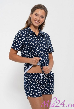 956 Комплект домашний с шортами "Cleo" синий