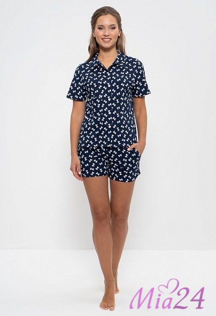 956 Комплект домашний с шортами "Cleo" синий