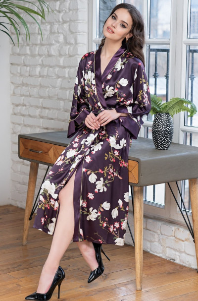 Халат длинный шелковый Mia-Amore "Magnolia" 3529