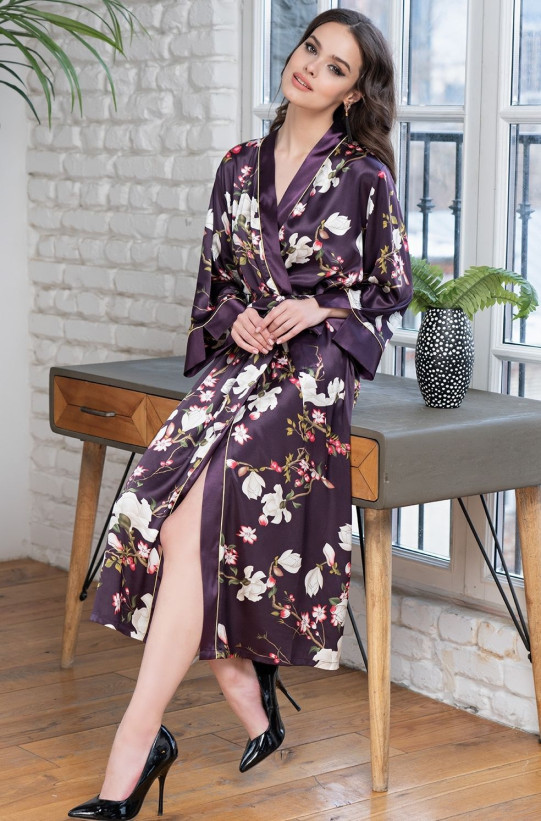 Халат длинный шелковый Mia-Amore "Magnolia" 3529