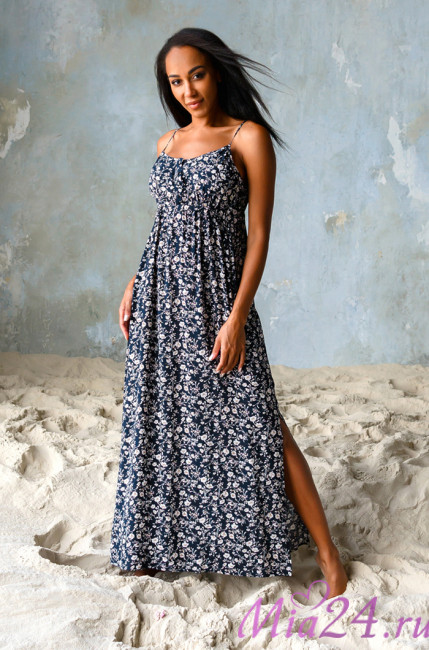 Платье домашнее женское из вискозы Mia-Mia "Nina" 16458 синий Платье домашнее женское из вискозы Mia-Mia "Nina" 16458 синий