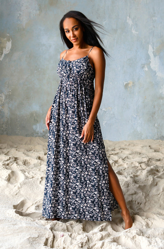 Платье домашнее женское из вискозы Mia-Mia "Nina" 16458 синий