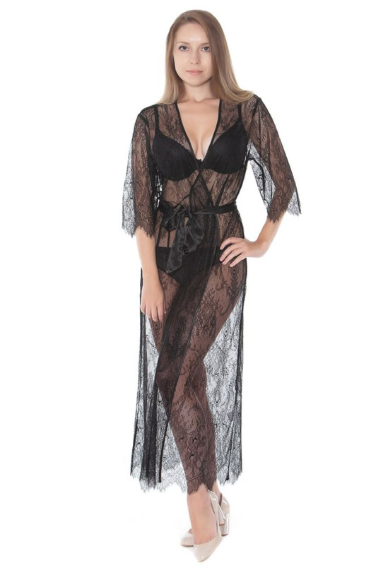 Халат кружевной длинный Mia-Mia "Milana" 17669 черный
