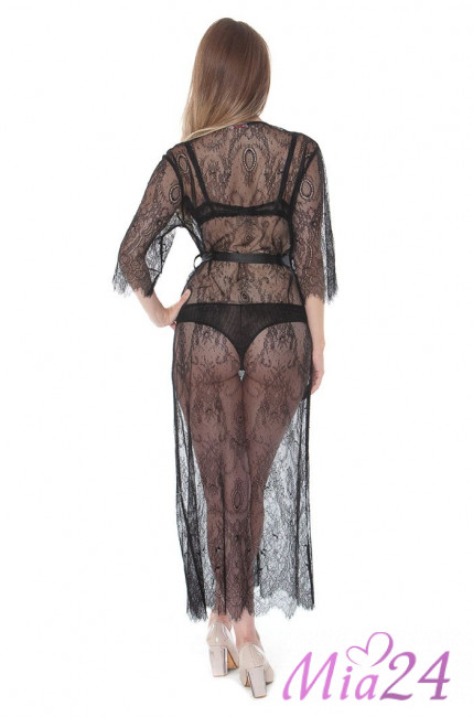 Халат кружевной длинный Mia-Mia "Milana" 17669 черный