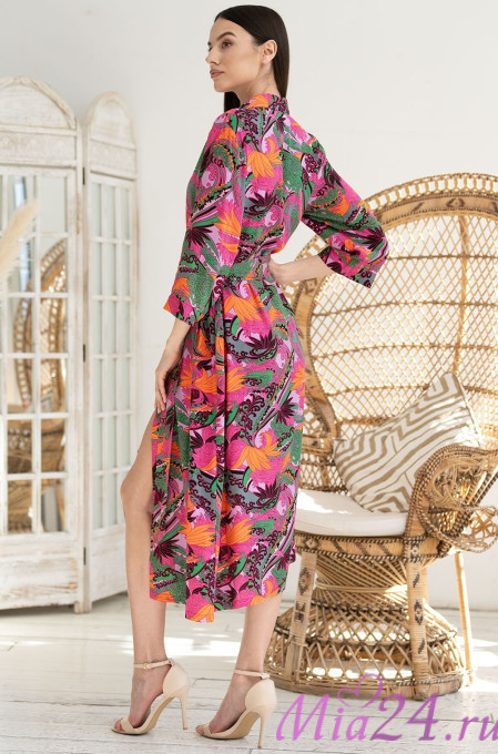 Халат женский из вискозы на пуговицах Mia-Amore "Havana" 5267