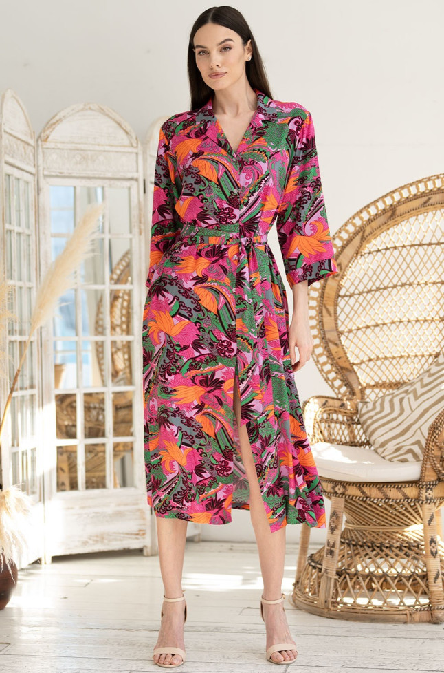 Халат женский из вискозы на пуговицах Mia-Amore "Havana" 5267