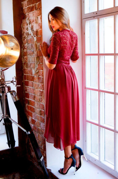 Халат женский из шифона Mia-Mia "Venera" 17307 бордовый