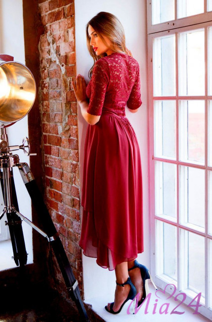 Халат женский из шифона Mia-Mia "Venera" 17307 бордовый