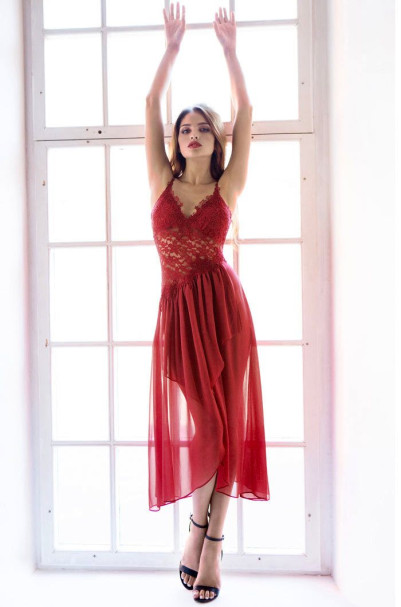 Сорочка женская из шифона Mia-Mia "Venera" 17305 бордовая