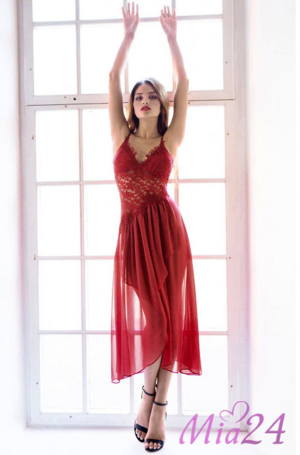 Сорочка женская из шифона Mia-Mia "Venera" 17305 бордовая Сорочка женская из шифона Mia-Mia "Venera" 17305 бордовая