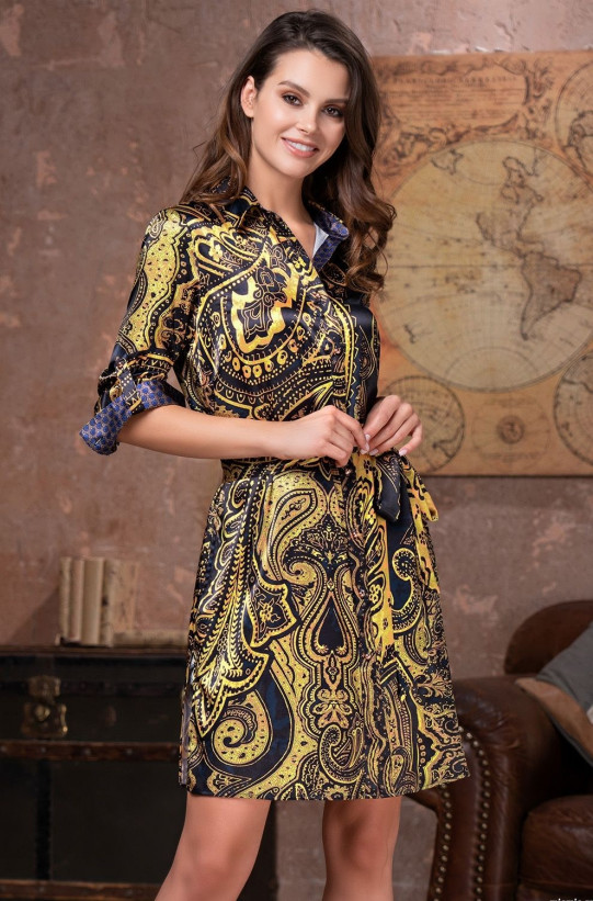 Халат на пуговицах шелковый Mia-Amore "Armani Cold" 3497