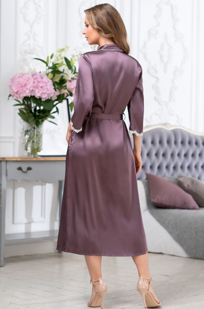 Халат длинный шелковый Mia-Amore "Brigitte" 3689 сливовый