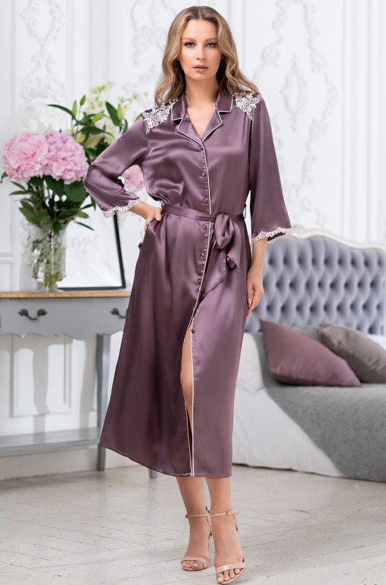 Халат длинный шелковый Mia-Amore "Brigitte" 3689 сливовый
