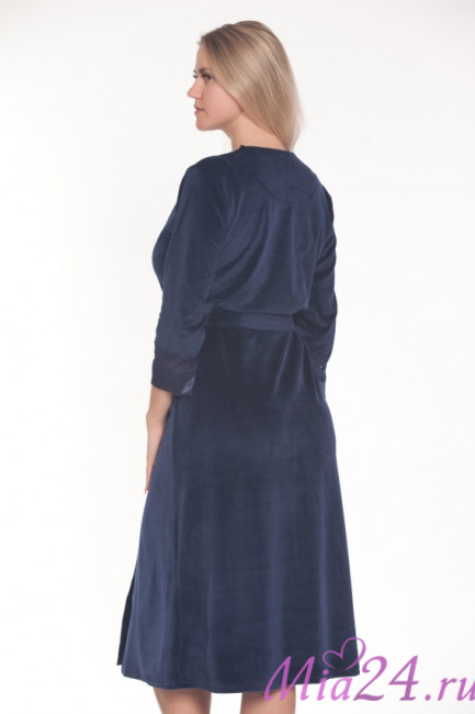 Халат велюровый женский Весталия 3774 синий Халат велюровый женский Весталия 3774 синий