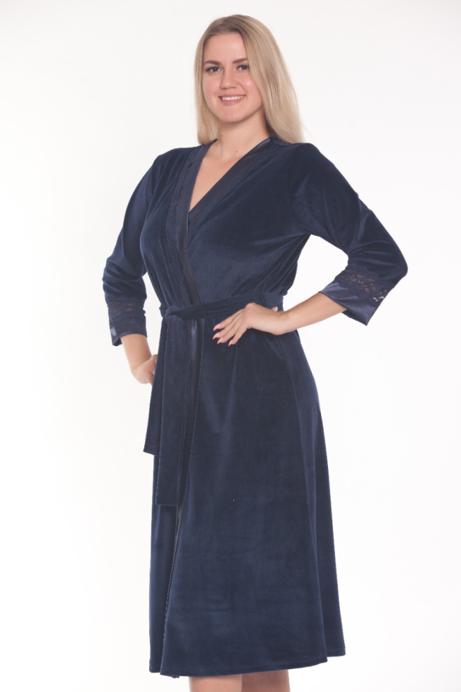 Халат велюровый женский Весталия 3774 синий