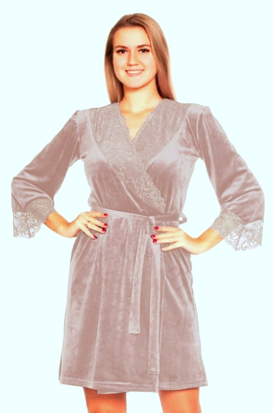 Халат велюровый женский Весталия 3732 пудровый