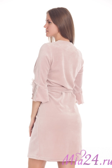 Халат велюровый женский Весталия 3732 пудровый