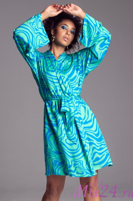 Халат женский из вискозы с шелком Mia-Amore "Seville" 5063 бирюзовый Халат женский из вискозы с шелком Mia-Amore "Seville" 5063 бирюзовый