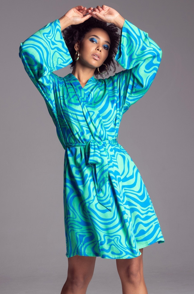 Халат женский из вискозы с шелком Mia-Amore "Seville" 5063 бирюзовый