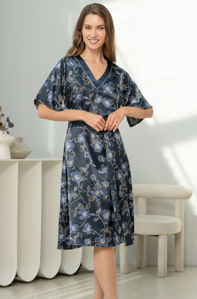 Длинная женская туника с коротким рукавом из смесового шелка Mia-Amore "Roxolana" 4375