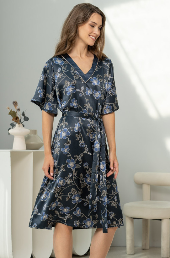 Длинная женская туника с коротким рукавом из смесового шелка Mia-Amore "Roxolana" 4375