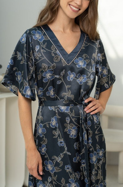 Длинная женская туника с коротким рукавом из смесового шелка Mia-Amore "Roxolana" 4375