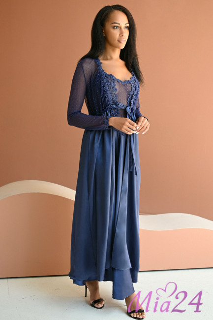 Пеньюар длинный женский Mia-Mia "Sevilla" 17037 синий Пеньюар длинный женский Mia-Mia "Sevilla" 17037 синий