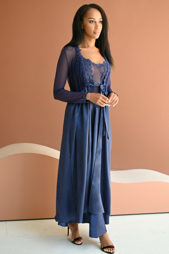 Пеньюар длинный женский Mia-Mia "Sevilla" 17037 синий