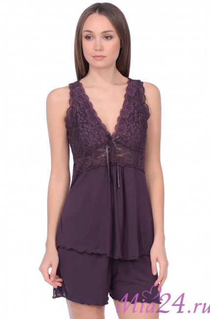 Пижама из бамбука+вискоза с шортами Reina 215 фиолетовый