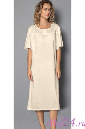 Сорочка женская из бамбука с вискозой с коротким рукавом  "Reina" 21109 кремовый